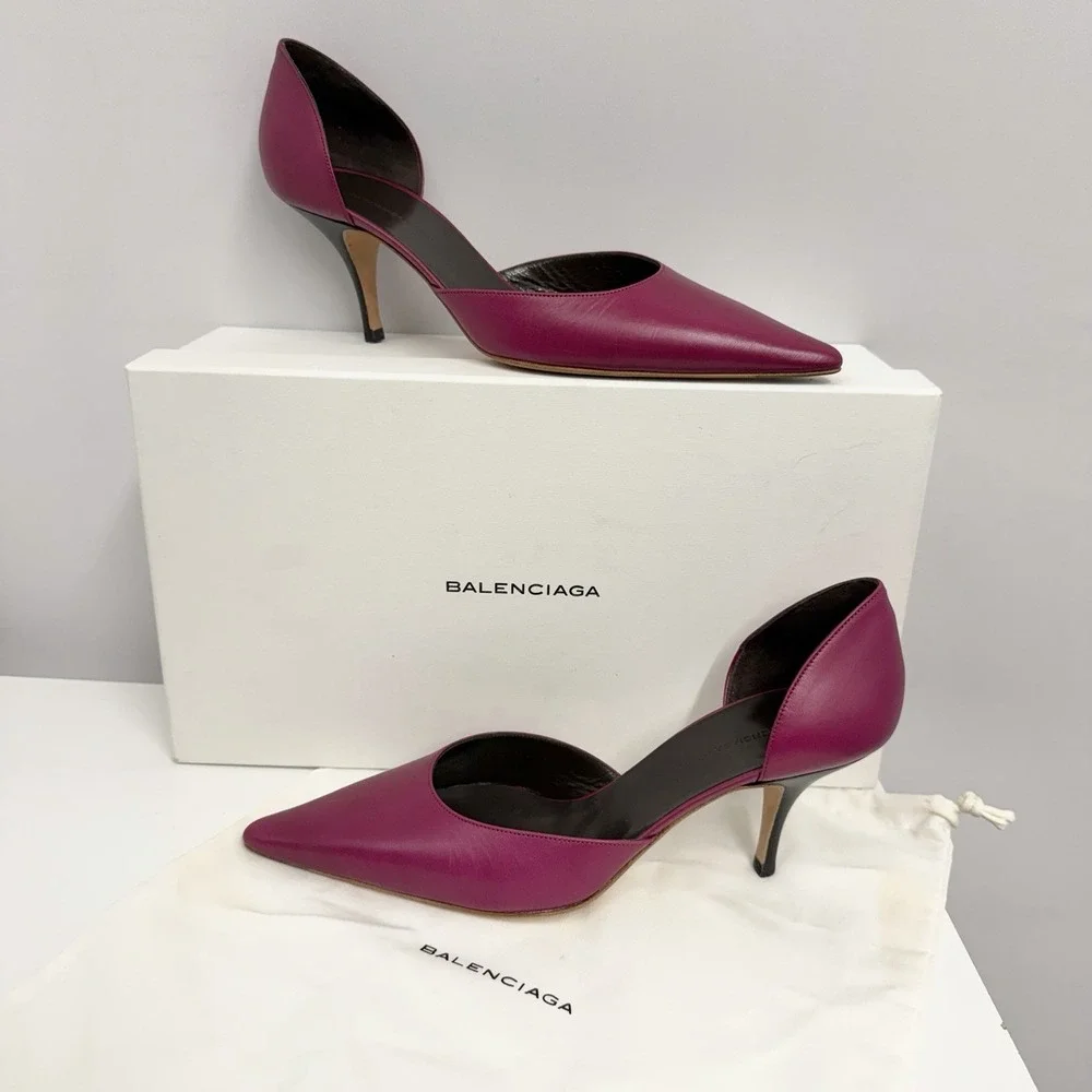 Balenciaga Leather Shoes Fuchsia NIB Cote D'Azur Anemone 37 1/2
